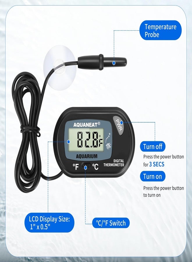 AQUANEAT Aquarium Thermometer LCD Digital for Fish Tank Vivarium Reptile Terrarium - Image 3