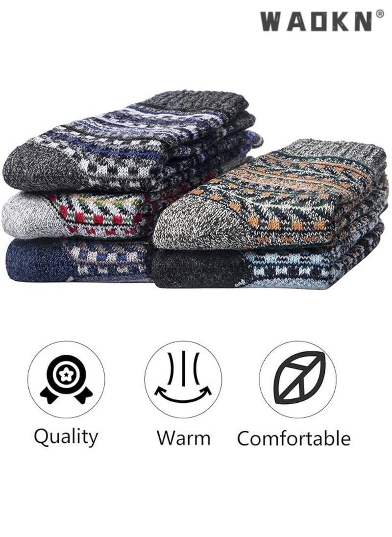 WAOKN - Women's Vintage Wool Socks Special Offer, Thick Knitted Winter Warm Socks, Winter Essential Gift Option (5 Pairs) - Image 1