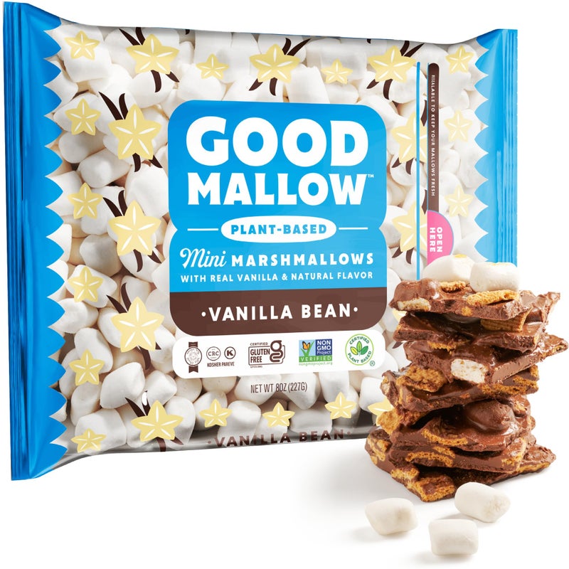 GoodMallow Mini Vegan Marshmallows - Kosher Halal Dairy & Gluten Free Healthy Mini Marshmallows - Natural Gelatin Free for Hot Chocolate, Smores, Campfire, Baking - Non-Artificial - Image 1