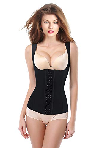 Charmian Women's Latex Underbust Waist Training Cincher Steel Boned Body Shaper Corset Vest Vest-Black Small - Image 2