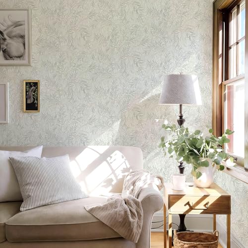 Fiula Vintage Wallpaper Beige Peel and Stick Wallpaper Green Leaf Wall Paper Berry Contact Paper for Cabinets Vinyl Renter Friendly Waterproof Self-Adhesive Bathroom Kitchen Bedroom 17.3" x 78.7" - Image 2