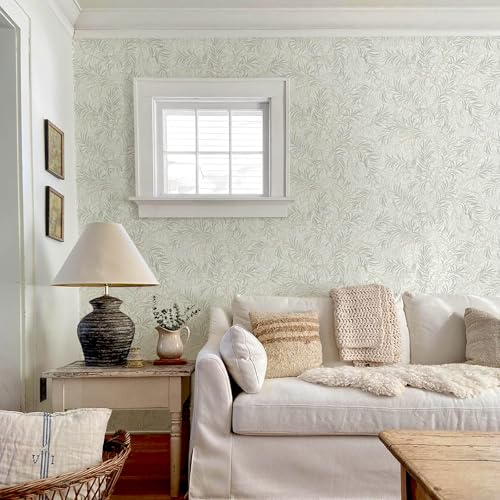 Fiula Vintage Wallpaper Beige Peel and Stick Wallpaper Green Leaf Wall Paper Berry Contact Paper for Cabinets Vinyl Renter Friendly Waterproof Self-Adhesive Bathroom Kitchen Bedroom 17.3" x 78.7" - Image 4