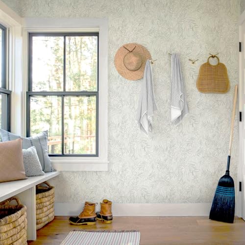 Fiula Vintage Wallpaper Beige Peel and Stick Wallpaper Green Leaf Wall Paper Berry Contact Paper for Cabinets Vinyl Renter Friendly Waterproof Self-Adhesive Bathroom Kitchen Bedroom 17.3" x 78.7" - Image 5