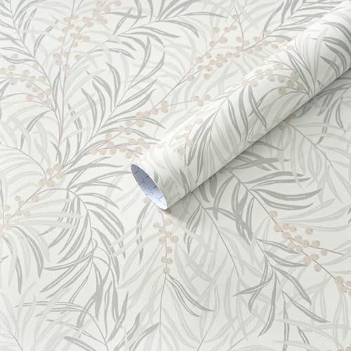 Fiula Vintage Wallpaper Beige Peel and Stick Wallpaper Green Leaf Wall Paper Berry Contact Paper for Cabinets Vinyl Renter Friendly Waterproof Self-Adhesive Bathroom Kitchen Bedroom 17.3" x 78.7" - Image 1
