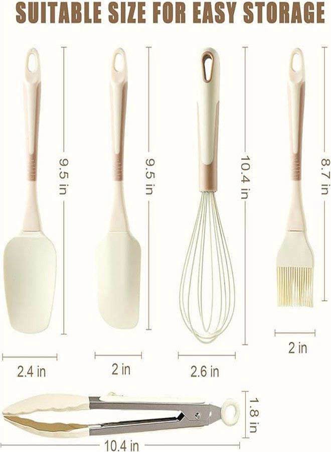 5 Pcs Silicone Kitchen Cooking Utensils Set, Non-Stick Cooking Utensils Set Dishwasher Safe, 446°F Heat Resistant Spatula Set with Whisk, Spatula, Tongs, Spoon and Pastry Basting Brush - Image 5
