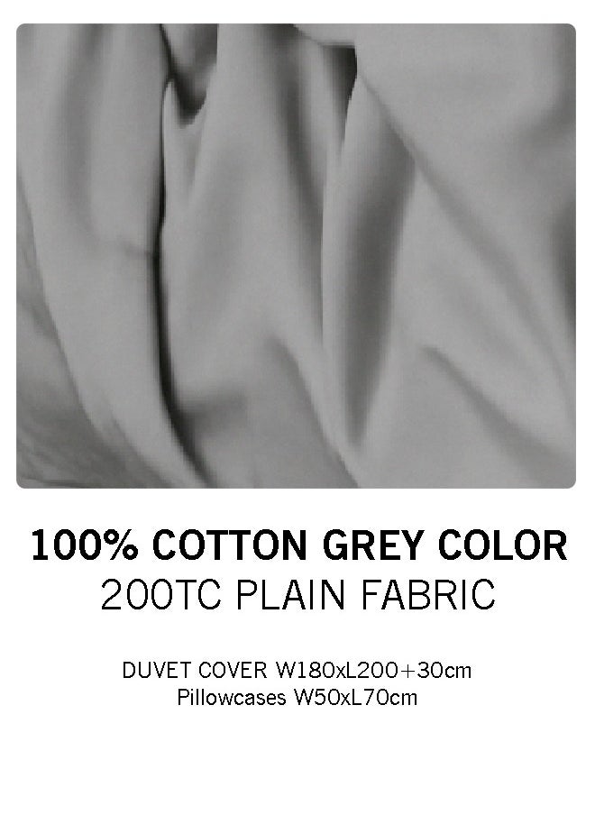 Pearl Coast 3 pcs Luxurious Duvet Cover Set 200TC 100% Cotton | 1 Duvet Cover, 2 Pillow Cases | Soft & Breathable | Hotel Bedding Collection W180xL200cm  - Image 2