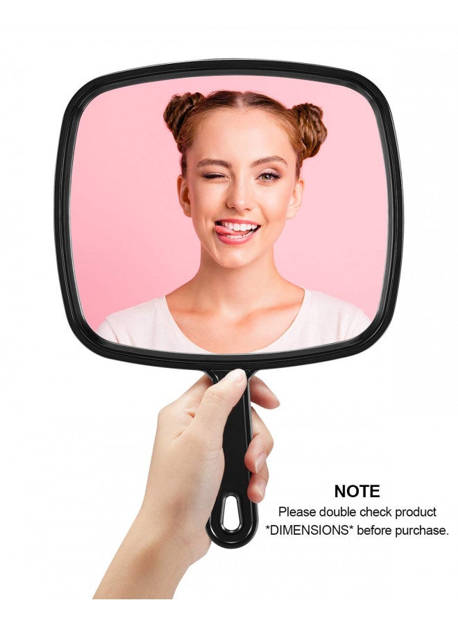 PROTECLE Extra Large Hand Mirror, Salon Barber Hairdressing Handheld Mirror with Handle (Square Black 9" x 12.4") - Image 1