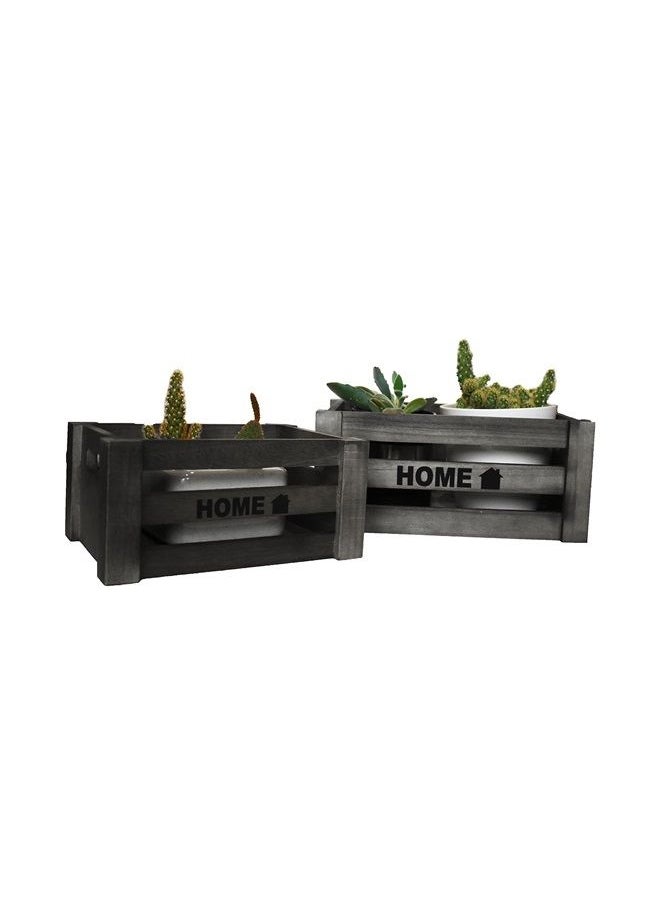Arborwood HOME Decor-Set of 3 Wood Nesting Storage Crates, Rustic Decorative Wooden Distressed Crates, Container for Storage Decoration (Grey) (Grey)