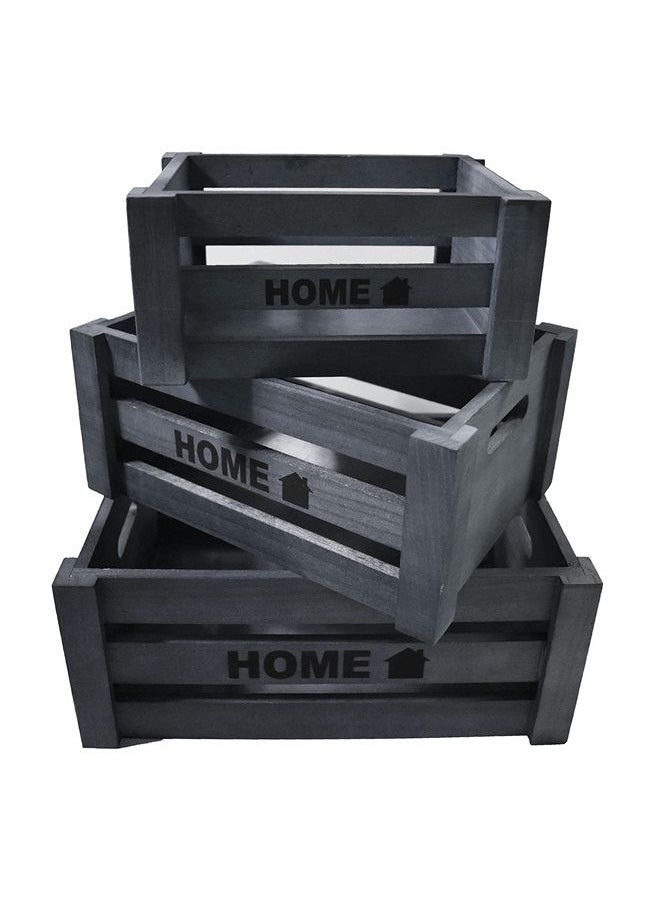Arborwood HOME Decor-Set of 3 Wood Nesting Storage Crates, Rustic Decorative Wooden Distressed Crates, Container for Storage Decoration (Grey) (Grey)