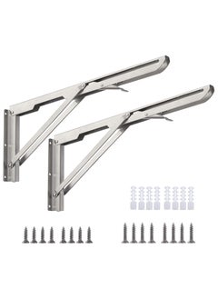 Folding Shelf Brackets 10inch - 2pcs Heavy Duty Stainless Steel Wall Mounted Triangle Brackets for Table Work Bench, Space Saving DIY Bracket - pzsku/Z56E953C5DF6F610B610EZ/45/_/1727958967/c5e19ff6-008a-4263-b284-955468d920fb