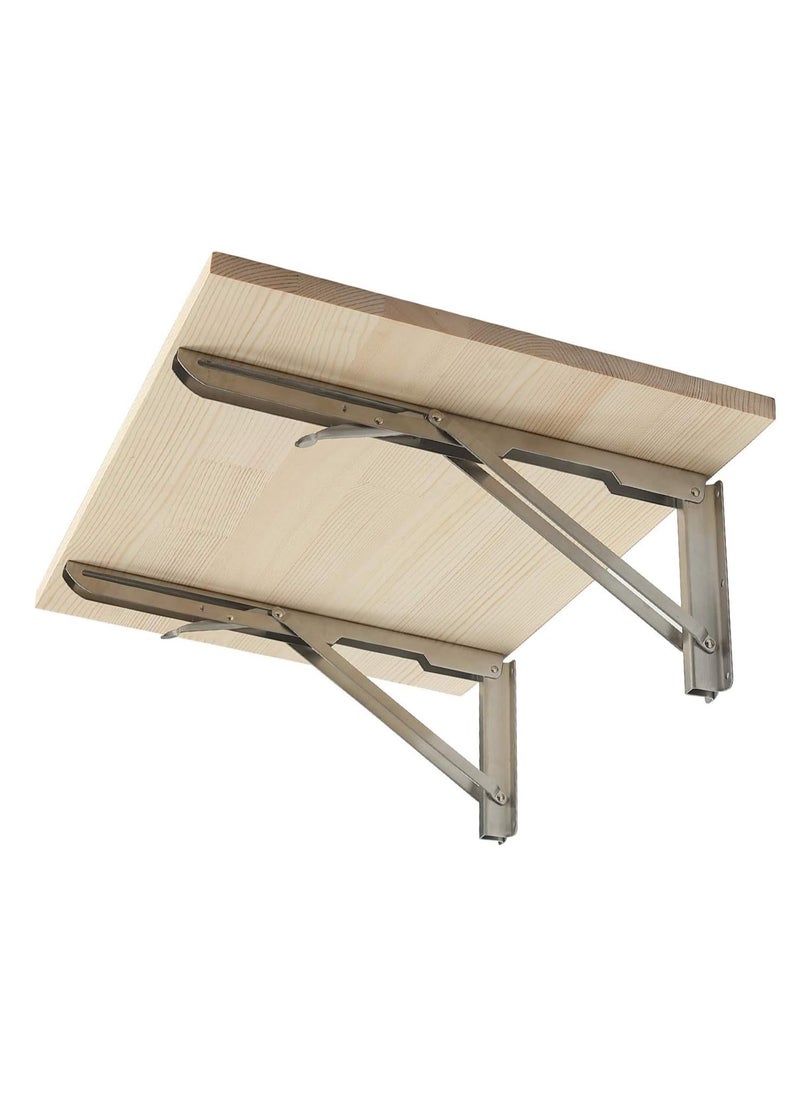 Rubik Folding Shelf Brackets 10inch - 2pcs Heavy Duty Stainless Steel Wall Mounted Triangle Brackets for Table Work Bench, Space Saving DIY Bracket  - Image 2