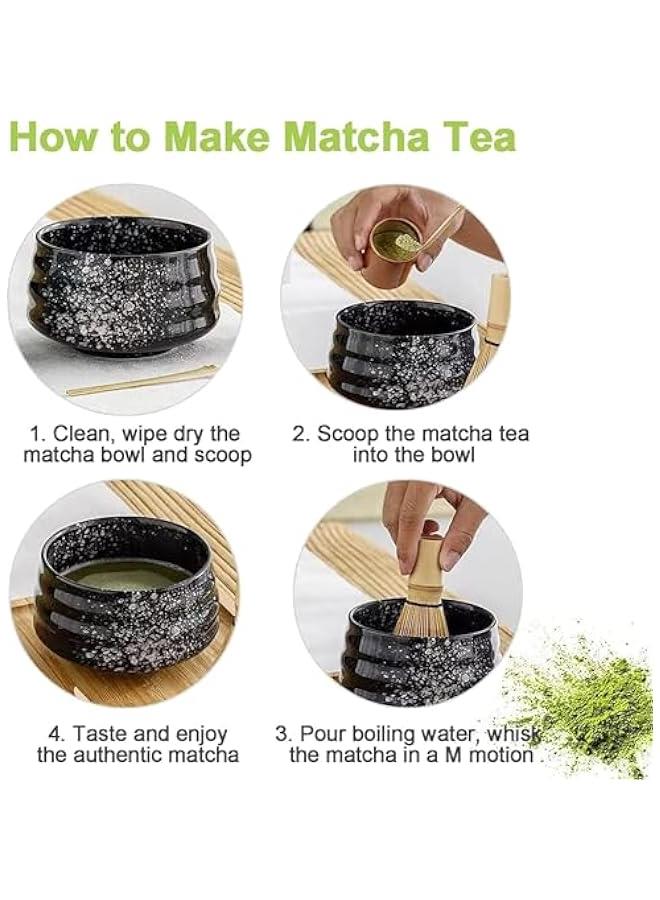 HOOKOR Matcha Whisk Set, 4pcs Japanese Tea Set,Matcha Whisk,Traditional Scoop, Matcha Bowl, Ceramic Whisk Holder,Traditional Matcha Tool Set for Matcha Tea Ceremony (Black) - Image 4