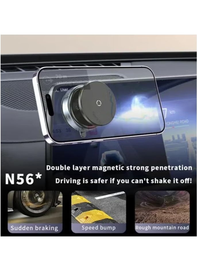 ماركة غير محددة Mobile Phone car Holder | Vacuum Suction Magnetic Bracket K009 – Black | Compact 60x60x47mm Size | Multi-Protection Mount | Durable ABS+PC+TPU Build | Reliable Short Circuit & Power Protection  - Image 1