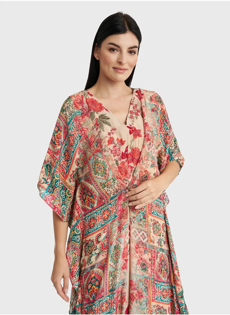 كشخة Mughal Art Digital Print Poncho Dress