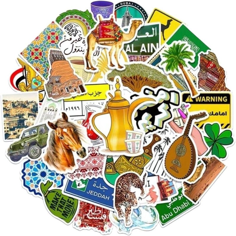 50Pcs Saudi Arabia Style Graffiti Sticker, Skateboard Riding Sticker And decals for Notebook, Luggage, Cup,Phone Personalized Decoration - Image 1