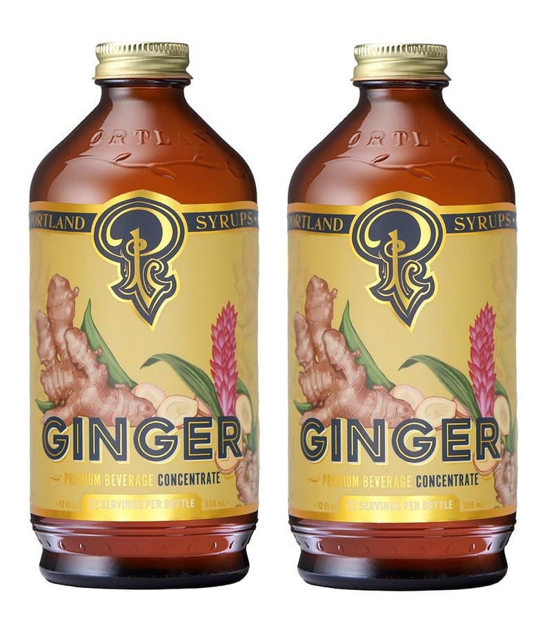 Portland Syrups Authentic Ginger Syrup - Intense Ginger Flavor with Slightly Hot Finish - Beverage Concentrate for Mocktails, Cocktails, Lattes, & Baking - 12 oz Bottle, 24 Servings (Pack of 2) - Image 1