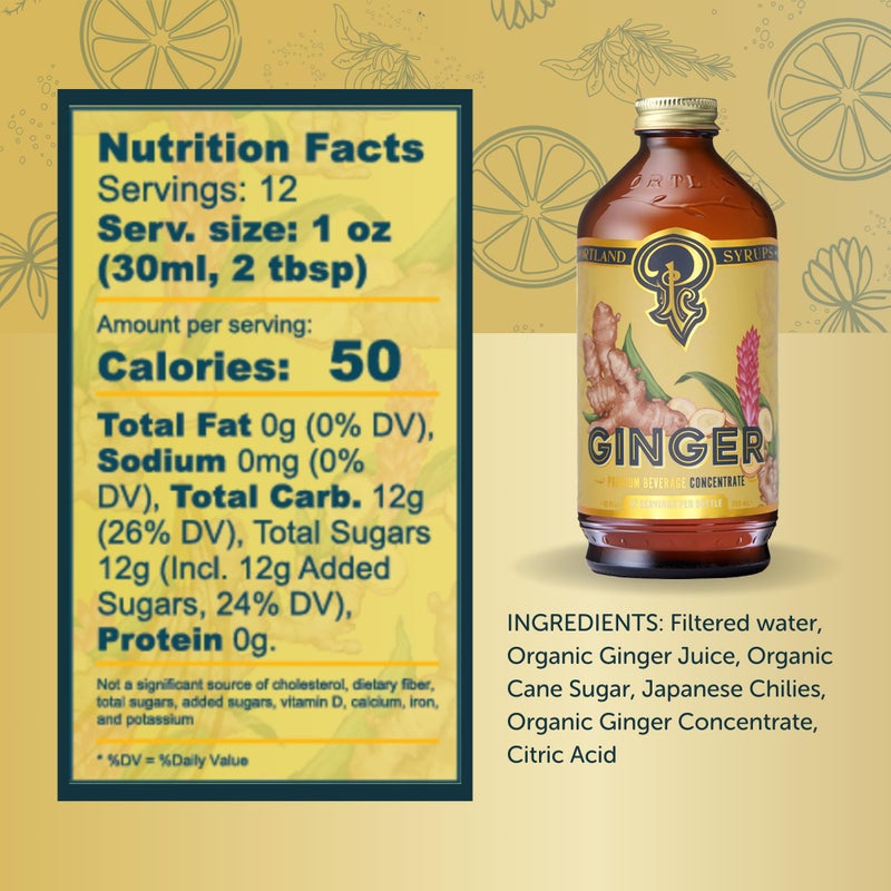Portland Syrups Authentic Ginger Syrup - Intense Ginger Flavor with Slightly Hot Finish - Beverage Concentrate for Mocktails, Cocktails, Lattes, & Baking - 12 oz Bottle, 24 Servings (Pack of 2) - Image 4