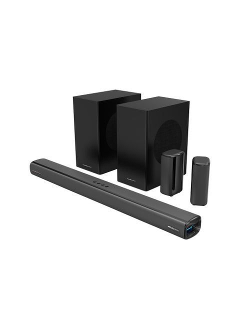 شريط صوت مسرح منزلي 5.2.4 قناة مع مضخم صوت لاسلكي Dolby Atmos/صوت محيطي، وميكروفون لاسلكي، وواجهة صوت عالمية، وبلوتوث V5.3، وصوت قوي ومثير للإعجاب، وقوة 615 وات - أسود
