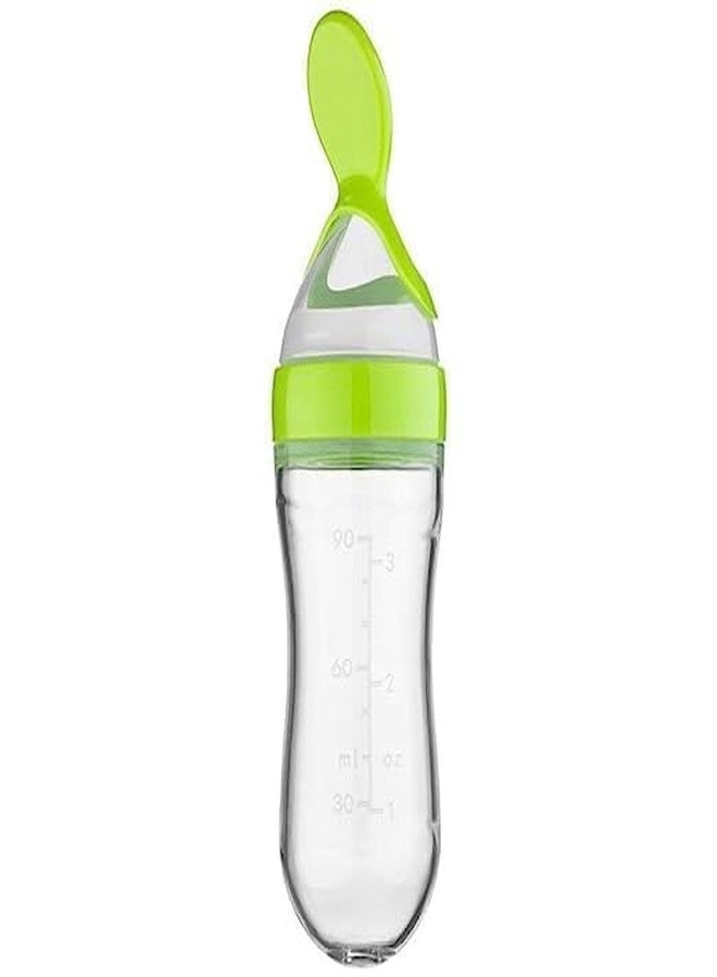 Chopchi Bottle Feeding Spoon with Squeezy Food Bottle 6 to 24 Months Toodler Green Color 90ML - Image 3