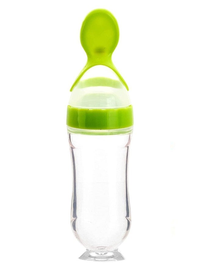 Chopchi Bottle Feeding Spoon with Squeezy Food Bottle 6 to 24 Months Toodler Green Color 90ML - Image 1