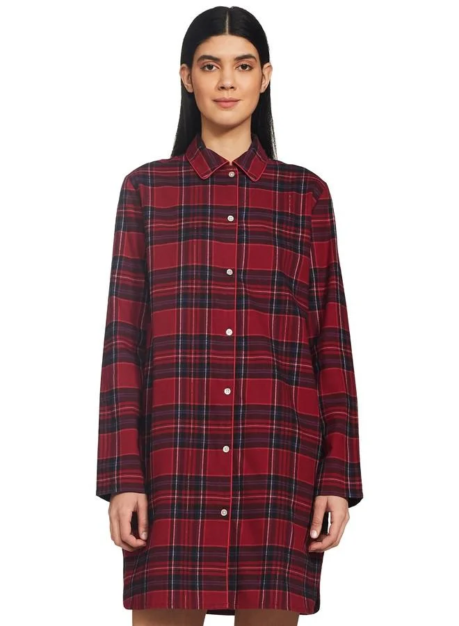 ترايامف Triumph Women's NDW X Boyfriend Nightgown (H000131_Red-Dark Combination_L)