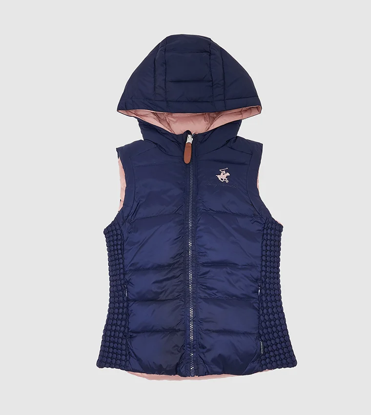 Reversible quilted hooded vest