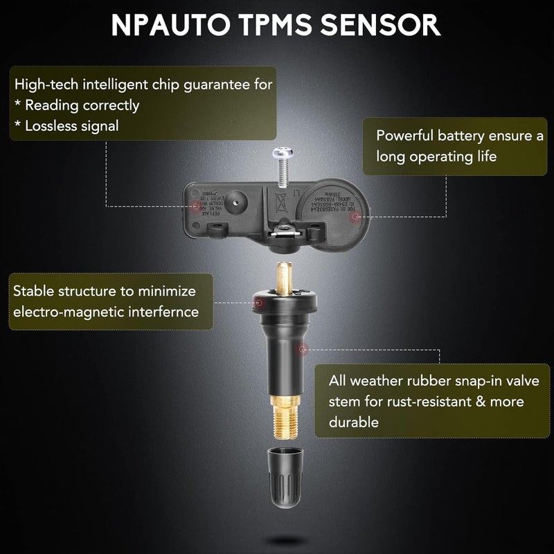 NPAUTO TPMS Tire Pressure Sensor 4-Pack for Ford, Lincoln, Mazda, Mercury - 315MHz - Image 3