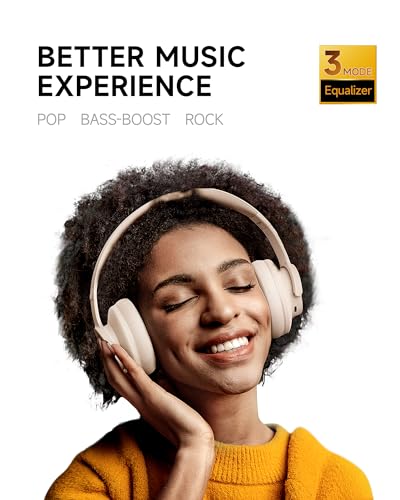 Picun B8 Bluetooth Headphones, 120H Playtime Headphone Wireless Bluetooth with 3 EQ Modes, Low Latency, Hands-Free Calls, Over Ear Headphones for Travel Home Office Cellphone PC Khaki White - Image 2