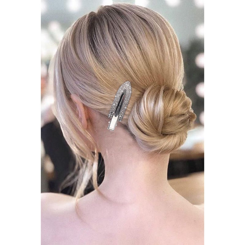 Magicsky 8PCS No Crease Hair Clips,Rhinestone No Bend Flat Barrettes,Diamond Metal Pin for Makeup Bang,Styling Tool for Women Girls, Silver Gold Black - Image 5