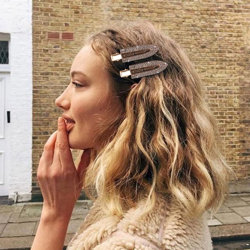 Magicsky 8PCS No Crease Hair Clips,Rhinestone No Bend Flat Barrettes,Diamond Metal Pin for Makeup Bang,Styling Tool for Women Girls, Silver Gold Black - Image 3