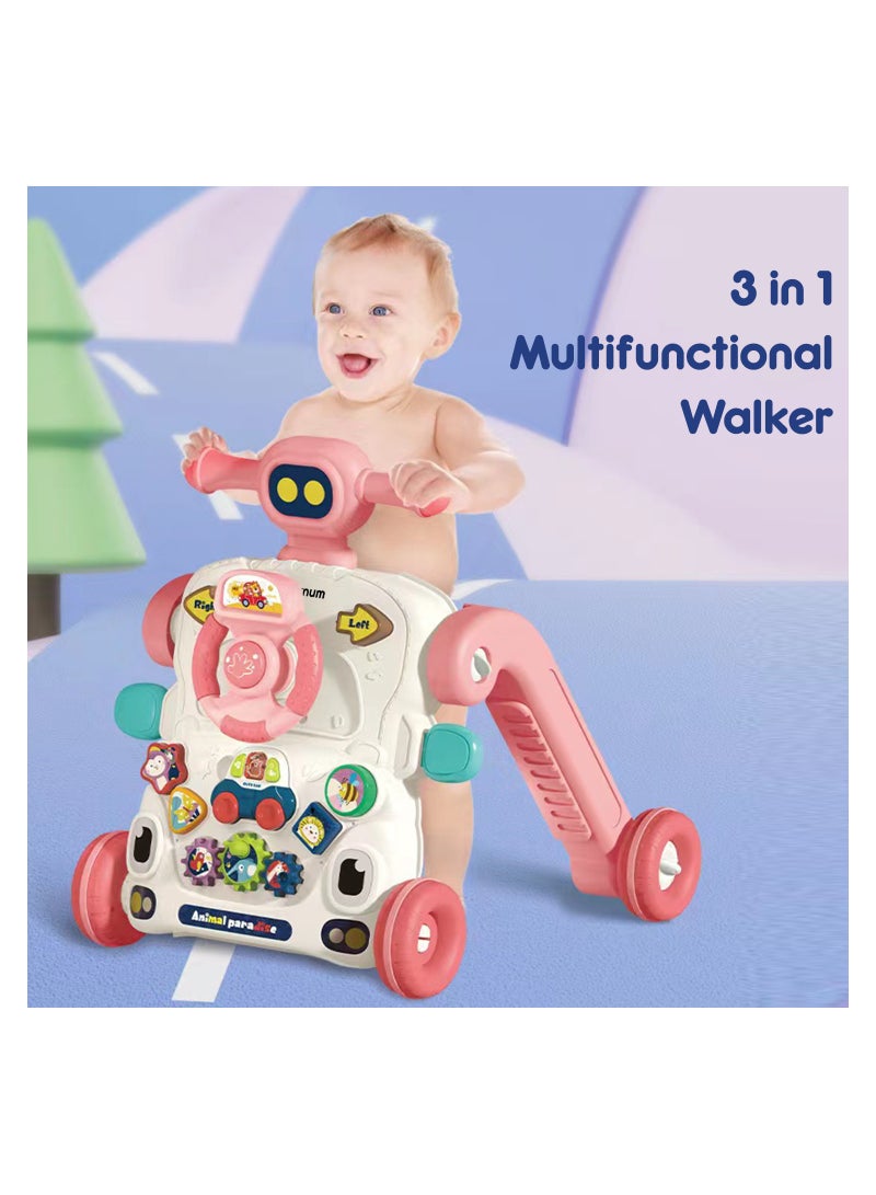 TEKNUM 3-In-1 Baby Walker, Learning Table Mode, Game Panel Mode with Musical keyboard - Pink - Image 3
