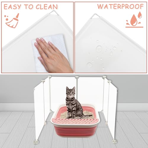 VCEPJH Cat Litter Box Enclosure Splash Guard Extra Large High Wall Pee Shields DIY Privacy Screen for Litterbox Barriers L24 xW22.8xH15.7 in White (Kitty Boxes Not Included) - Image 5