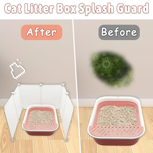 VCEPJH Cat Litter Box Enclosure Splash Guard Extra Large High Wall Pee Shields DIY Privacy Screen for Litterbox Barriers L24 xW22.8xH15.7 in White (Kitty Boxes Not Included) - Image 3