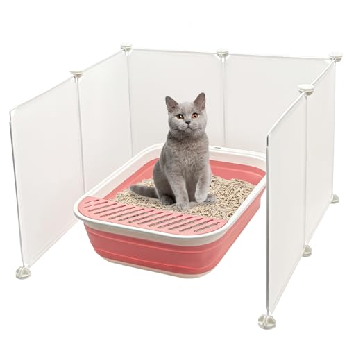 VCEPJH Cat Litter Box Enclosure Splash Guard Extra Large High Wall Pee Shields DIY Privacy Screen for Litterbox Barriers L24 xW22.8xH15.7 in White (Kitty Boxes Not Included) - Image 1
