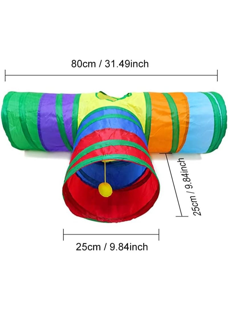 Qpets ألعاب القطط، نفق ثلاثي الاتجاهات، أنبوب للحيوانات الأليفة، لعبة قابلة للطي، ألعاب للقطط الصغيرة والجراء للاستخدام الداخلي والخارجي، لعبة تدريب الألغاز والاختباء (ثلاثية الاتجاهات) - Image 3