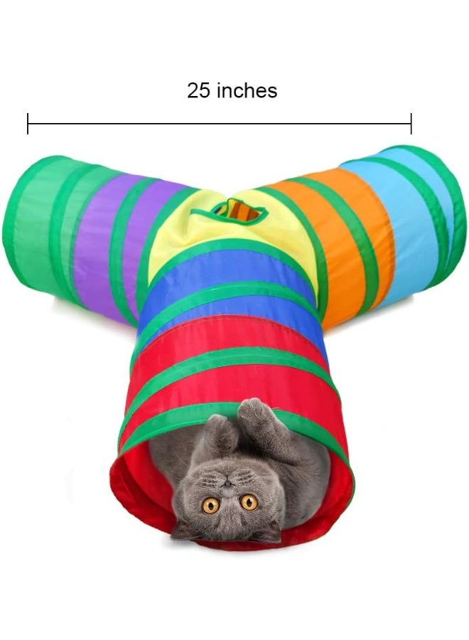 Qpets ألعاب القطط، نفق ثلاثي الاتجاهات، أنبوب للحيوانات الأليفة، لعبة قابلة للطي، ألعاب للقطط الصغيرة والجراء للاستخدام الداخلي والخارجي، لعبة تدريب الألغاز والاختباء (ثلاثية الاتجاهات) - Image 2