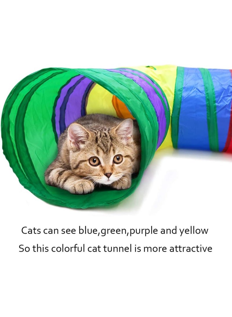 Qpets ألعاب القطط، نفق ثلاثي الاتجاهات، أنبوب للحيوانات الأليفة، لعبة قابلة للطي، ألعاب للقطط الصغيرة والجراء للاستخدام الداخلي والخارجي، لعبة تدريب الألغاز والاختباء (ثلاثية الاتجاهات) - Image 4