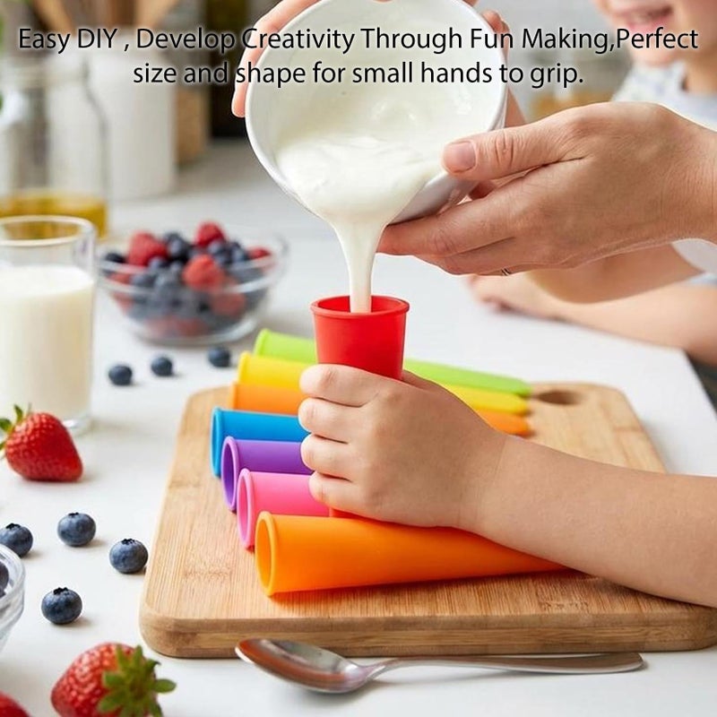 RAINFLOW 8 PCS Silicone Popsicle Molds - Reusable Popsicle Maker with Lids,Leak Proof Pop Tubes,Food Grade Silicone Freezer Molds for Homemade Ice Pops,Yogurt Tubes,Family Snacks - Image 2