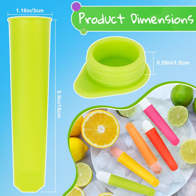 RAINFLOW 8 PCS Silicone Popsicle Molds - Reusable Popsicle Maker with Lids,Leak Proof Pop Tubes,Food Grade Silicone Freezer Molds for Homemade Ice Pops,Yogurt Tubes,Family Snacks - Image 3