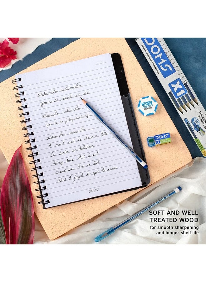Doms X1 X-Tra Super Dark Pencils 1 Pack - 10 Pencils - 1 Eraser + 1 Sharpner + 1 Protection Cap Free - Image 5