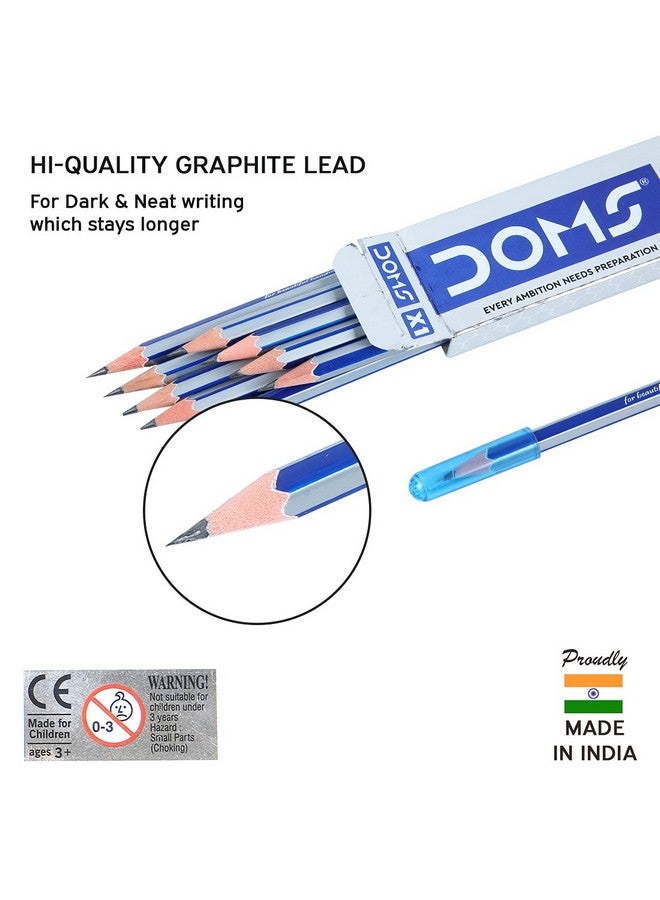 Doms X1 X-Tra Super Dark Pencils 1 Pack - 10 Pencils - 1 Eraser + 1 Sharpner + 1 Protection Cap Free - Image 3