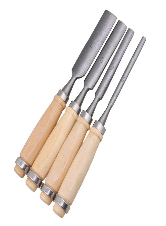 CNBTR Carbon Steel Carving Firmer Gouge Semicircle Wood Chisel Set DIY Woodworking Handle Carpentry Tools Pack of 4 - Image 2