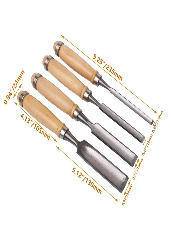 CNBTR Carbon Steel Carving Firmer Gouge Semicircle Wood Chisel Set DIY Woodworking Handle Carpentry Tools Pack of 4 - Image 4