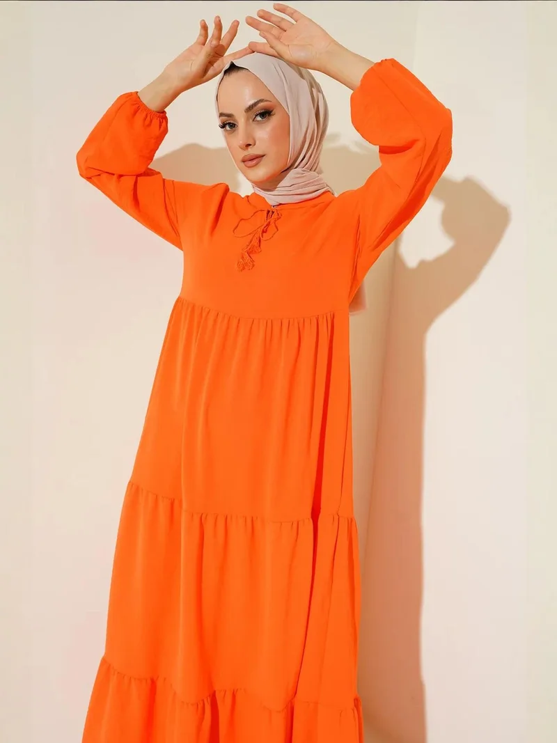 BIG DART BDART Maxi Dress with Bow Tie Collar