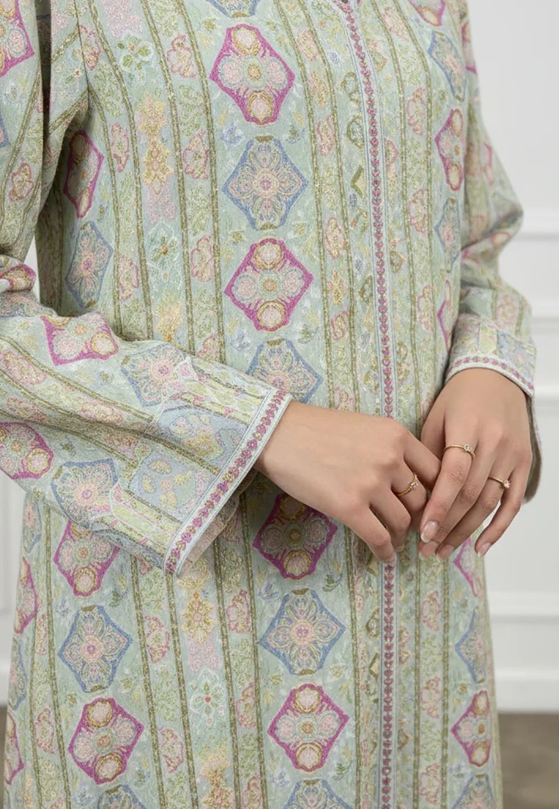 Nukhbaa The Serene Pastel Mosaic Kaftan Abaya-880