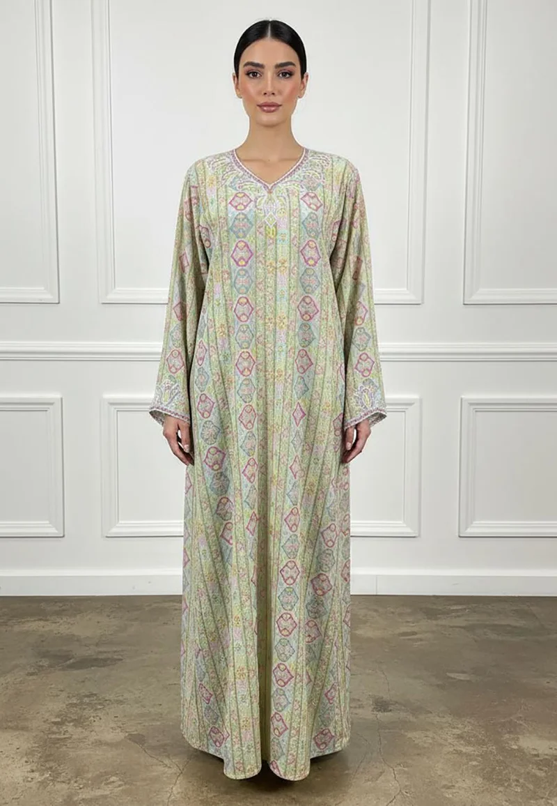 Nukhbaa The Serene Pastel Mosaic Kaftan Abaya-880