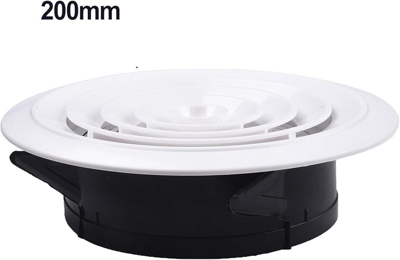Adjustable ABS Round Ventilation Grille Cover 200mm White Black Wall Ceiling Air Vent - Image 4