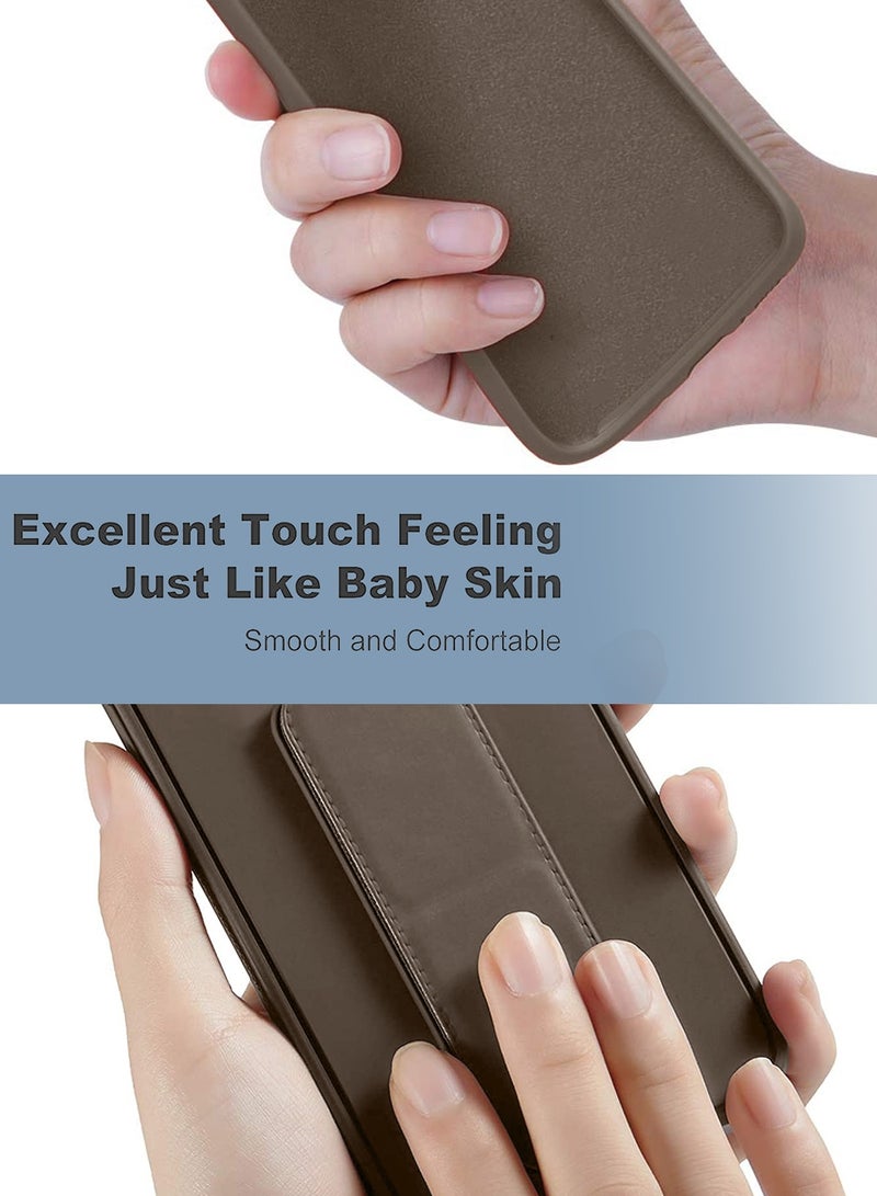 Wtech Apple iPhone 17 Pro 5G 2025 Hand Grip Foldable Magnetic Kickstand Wrist Strap Finger Grip with Built-in Iron Case Cover (MCGHSN) - Dark Brown - Image 4