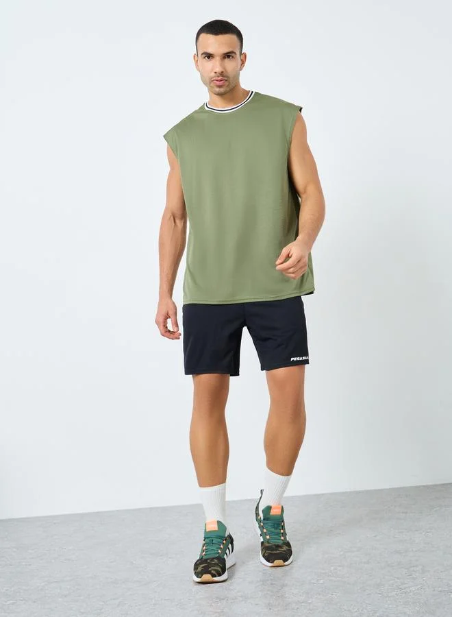 Styli Active Regular Fit Contrast Tipping Neck Rib Athleisure Tank