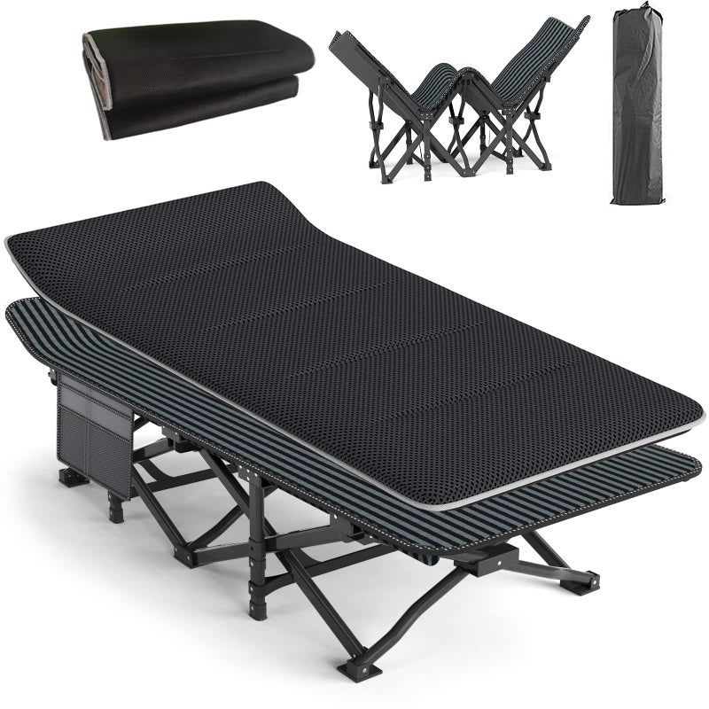 ATORPOK Camping Cot for Adults with Cushion Comfortable, Tent Folding Cot for Sleeping, Lightweight Folding Bed with Carry Bag Supports 450 lbs - Image 1